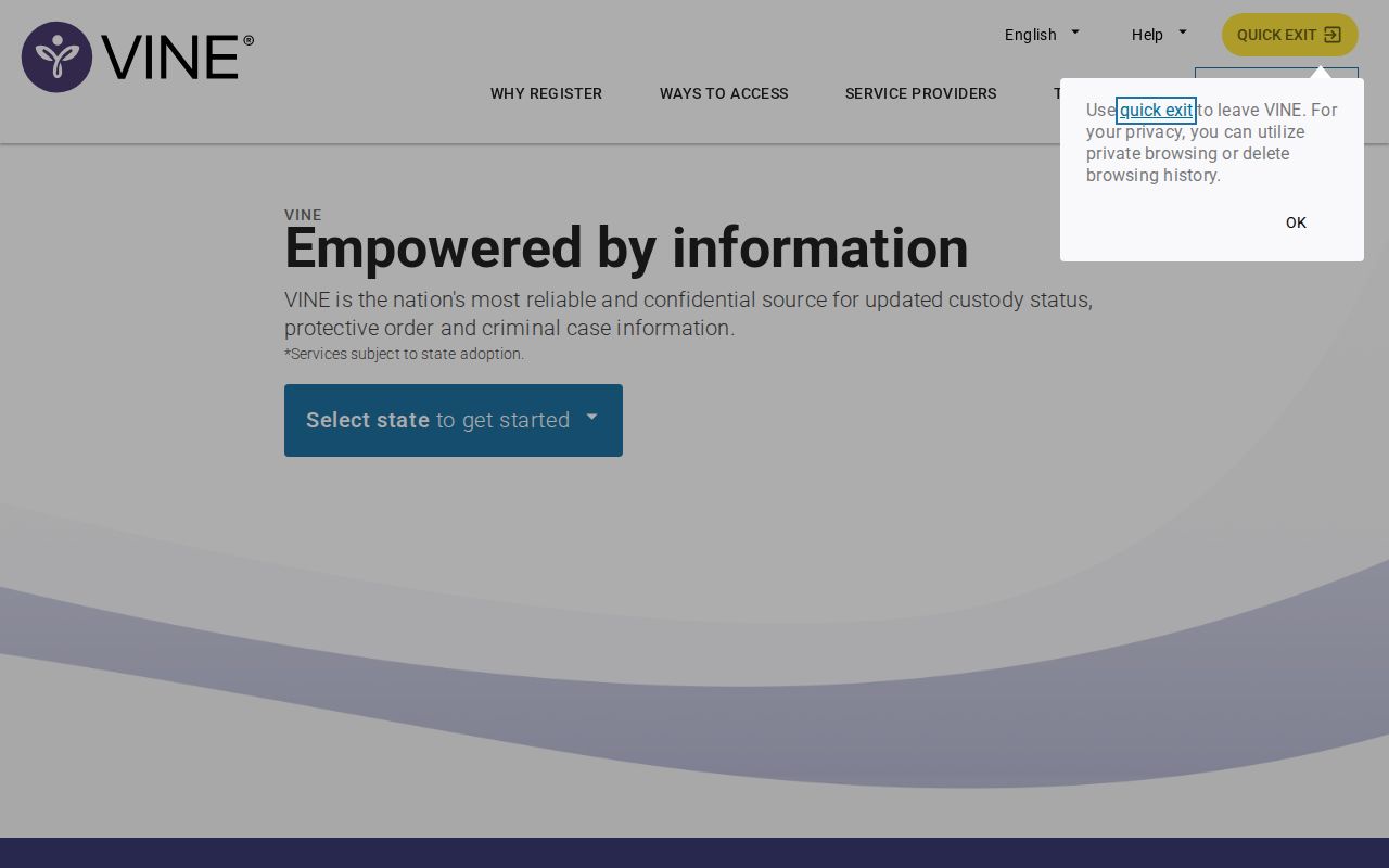 Scott County VINELink inmate search and release notification screen